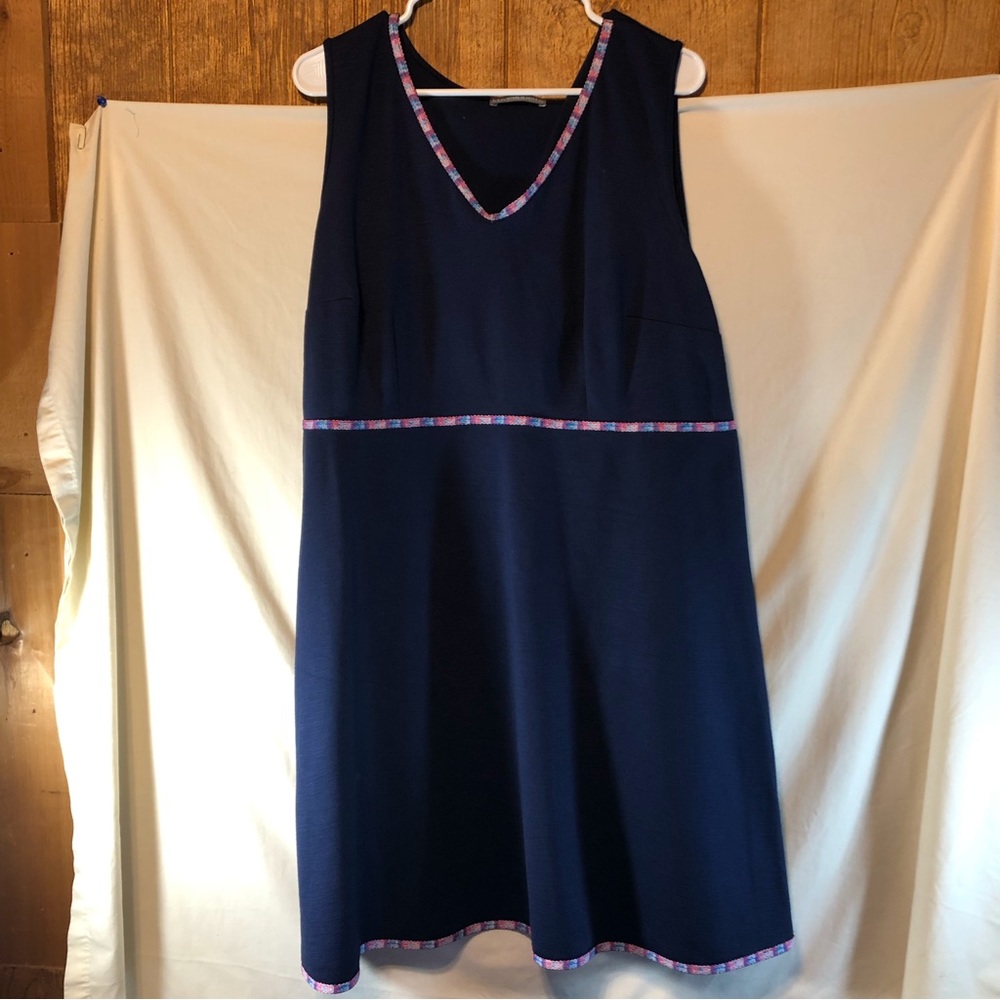 Loveappella Women’s navy sleeveless dress W/pink/purple/white trim 2X